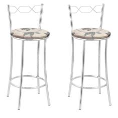 Kit 2 Banquetas Cromadas Bc51-b E516 Cromado/Bege