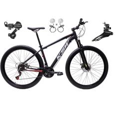  Bicicleta aro 29 Ksw Xlt 24v Câmbios Shimano Freios Hidráulicos Garfo com Suspensão - Preto\Vermelho\Branco