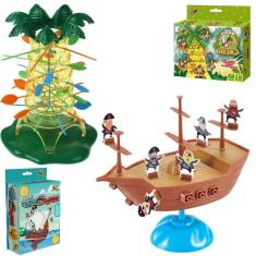 Kit 2 Jogos Navio Pirata +Cada Macaco no Seu Galho Brinquedo
