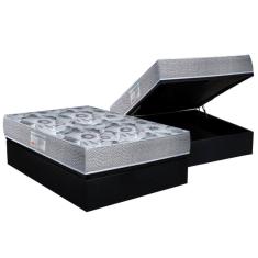 Cama Box Baú Casal: Colchão Anatômico Ortobom D28 / EP ISO 60 + Base CRC Suede Black(138x188)