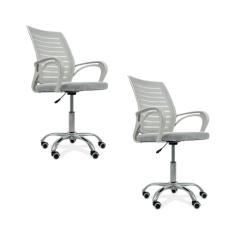 Kit 2 Cadeiras de Escritório Secretaria Diretor Roma Ergonômica - Branca