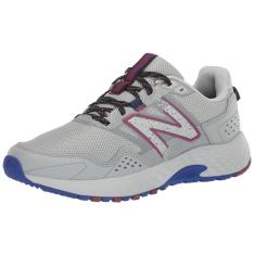 New Balance Tênis de corrida feminino 410 V8 Trail, Matéria cinza/azul marinho/escorpião, 35