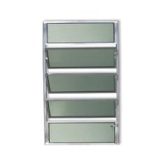 Janela Basculante de Alumínio 100x100cm com Vidro Boreal Anodizado Plu