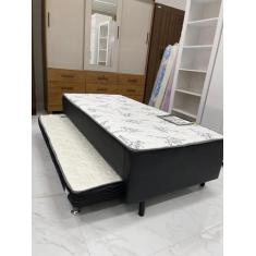 Cama Box Solteiro Conjugada com Espuma Dupla e Auxiliar Suede - GENKI 