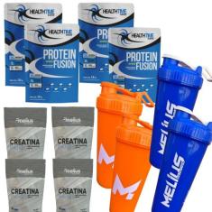 4x Whey Fusion 1.8 Kg (7,2 Kg) + 4x Creatina 300g + 4 Coqueteleira 700