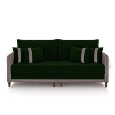 Sofá Living Montecarlo 2 Lugares Bipartido 172cm Pés Em Madeira Veludo-pu Verde-cinzag33 Gran Belo