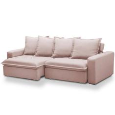 Sofá Retrátil Reclinável Para Sala De Estar Living 215cm Vêneto F04 Veludo Rosê - Lyam Decor