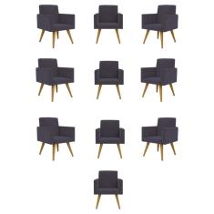 Kit 10 Cadeiras Poltronas Decorativa - Escritório - Recepção Cor:cinza