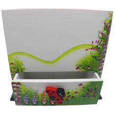 Porta Joias Organizador De Bijuterias Mulher Brinco Cordao Cofre Branco Com Rosa (Mad-6679-3)