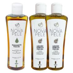 Kit Cuidado Facial: 1 Sabonete Facial 100ml + 2 Loção Tônica Facial No