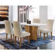 Conjunto Sala de Jantar Olimpia com 4 Cadeiras Grécia Rufato, Imbuia/O