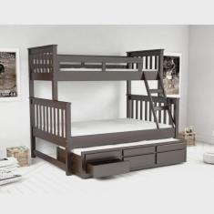 Treliche com Cama de Casal com 3 Gavetas Madeira Maciça