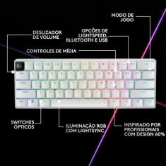 Teclado Gamer Sem Fio Logitech G PRO X 60 Lightspeed RGB Mecânico Swit