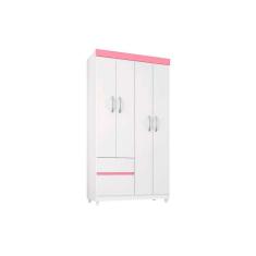 Guarda Roupa 4 Portas E 2 Gavetas Lotus Flex Branco/Rosa - Demóbile