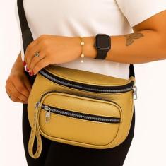 Bolsa Feminina Média Pochete com Divisórias material sintético Moderna