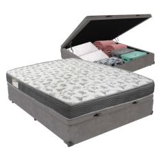 Cama Box Iso100 Baú Ortobom Casal Cinza Espuma D33