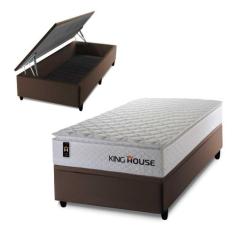 Conjunto Box Baú New Moon Branco 88x188x73 c/ Molas Ensacadas - King H