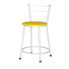 Banqueta Baixa Assento Ratan Branca Retro - Lamar Design, Amarelo