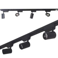 Trilho Eletrificado 2m + 5 Spot Led 10w 3000k Bivolt Preto - GalaxyLED