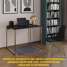 Escrivaninha Industrial Office Preta 120x53 Grécia Base Dourada - CASA