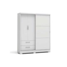 Guarda Roupa Solteiro C533 3 Portas de Correr 2 Gavetas MDF-MDP Cor Branco Kappesberg