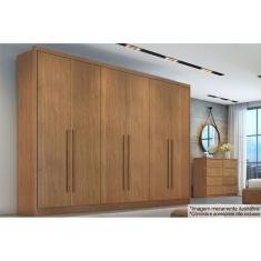 Guarda Roupa Casal Robust-Livorno Cumaru 6 Portas de Bater 4 Gavetas MDF Livorno Cumaru Móveis Novo Horizonte