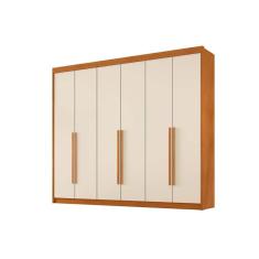 Guarda Roupa Casal Versalhes 6 Portas de Bater 6 Gavetas MDF Cinamomo-off White Conquista Móveis