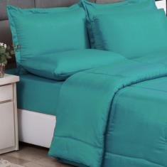 Kit Edredom Casal Queen   Jogo de Lençol 06 peças Aconchego Dupla Face Casa Dona