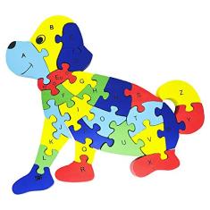 Quebra Cabeça Infantil 3D Madeira MDF Alfabeto 26 Peças Dog Toy Mix