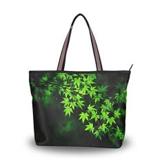 Bolsa de ombro feminina My Daily com folhas de bordo verde, Multi, Medium