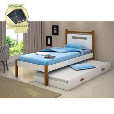 Beliche Montessoriana Design Infantil Eloa Solteiro  - Branco/amêndoa Incluso Lousa Mágica