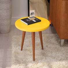 Mesa Amarela com Pés de Palito de Madeira Maciça