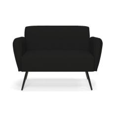 Sofá Namoradeira Pés Palito De Ferro Bruna Linho - D`rossi Cor A79 Preto