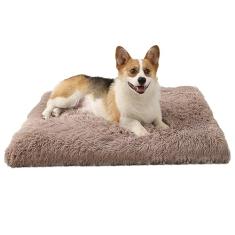 Cama de cachorro lavável para cães de pelúcia de luxo, camas impermeáveis para cães grandes e médios, almofada de canil para caixas de transporte de cães, tapete de dormir (Color : Beige Brown, Size