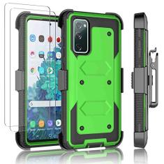 Njjex Capa para Samsung Galaxy S20 FE 5G, capa para Samsung S20 Fan Edition com protetor de tela de vidro temperado [2 unidades], [Nbeck] capa rígida com clipe de cinto giratório com trava resistente