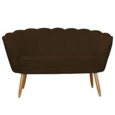 Namoradeira Pétala 2 Lugares para Sala Suede Pés de Madeira - Ds Estof