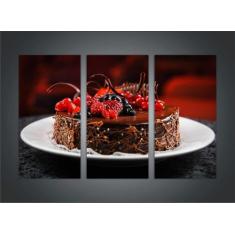 Quadro Decorativo Torta Padarias Gourmet Com 3 peças Com Moldura - Vit