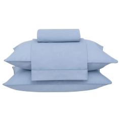 Jogo Cama Lençol Casal 180 Fios Buddemeyer Percalle Azul