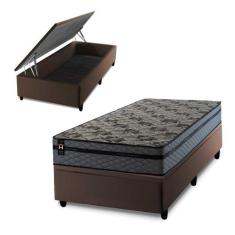 Conjunto Box Baú Montreal Cinza 96x203x71 c/ Molas Ensacadas - King Ho