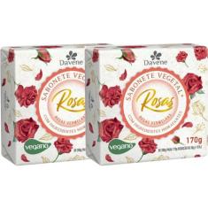 2UN Sabonete Vegetal Rosas Vermelhas 170G Davene