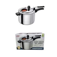 Panela de Pressao Polida 4,5 litros MTA com Visor de Vidro Temperado, 