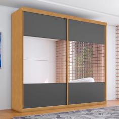 Guarda Roupa Com Espelho 2 Portas Aroeira Naturalle Grafite