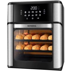 Fritadeira Air Fryer sem Oleo Mondial Oven AFO-12L-BI 12L 2000W Assa Cozinha Gratina Preto Inox 220V