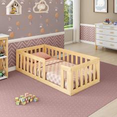 Mini Cama Montessoriana Com Grade Giulia Casatema Natural