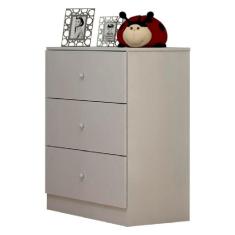 Cômoda Infantil pequena 3 Gavetas Louise Cor Branco - AJL Móveis