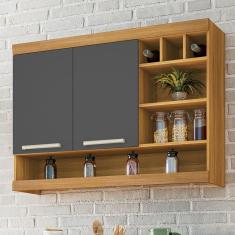 Armário de Cozinha Aéreo 2 Portas Nicho Adega Burguesa Premium Amadeirado Freijó/Grafite