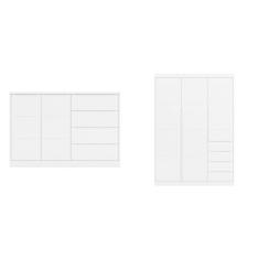 Quarto Infantil com Guarda Roupa 3 Portas 4 Gavetas e Cômoda Pérola Phoenix Baby Branco