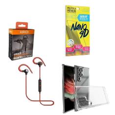 Kit Capinha Samsung S22 Ultra Fone Bluetooth E Película 9D