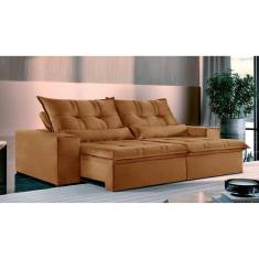 Sofá 5 Lugares Retrátil e Reclinável Galícia Veludo com Molas Cobre Terracota