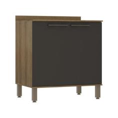 Balcão de Cozinha com Tampo Luciane 2 Portas Suíça, Avelã e Cinza Nero